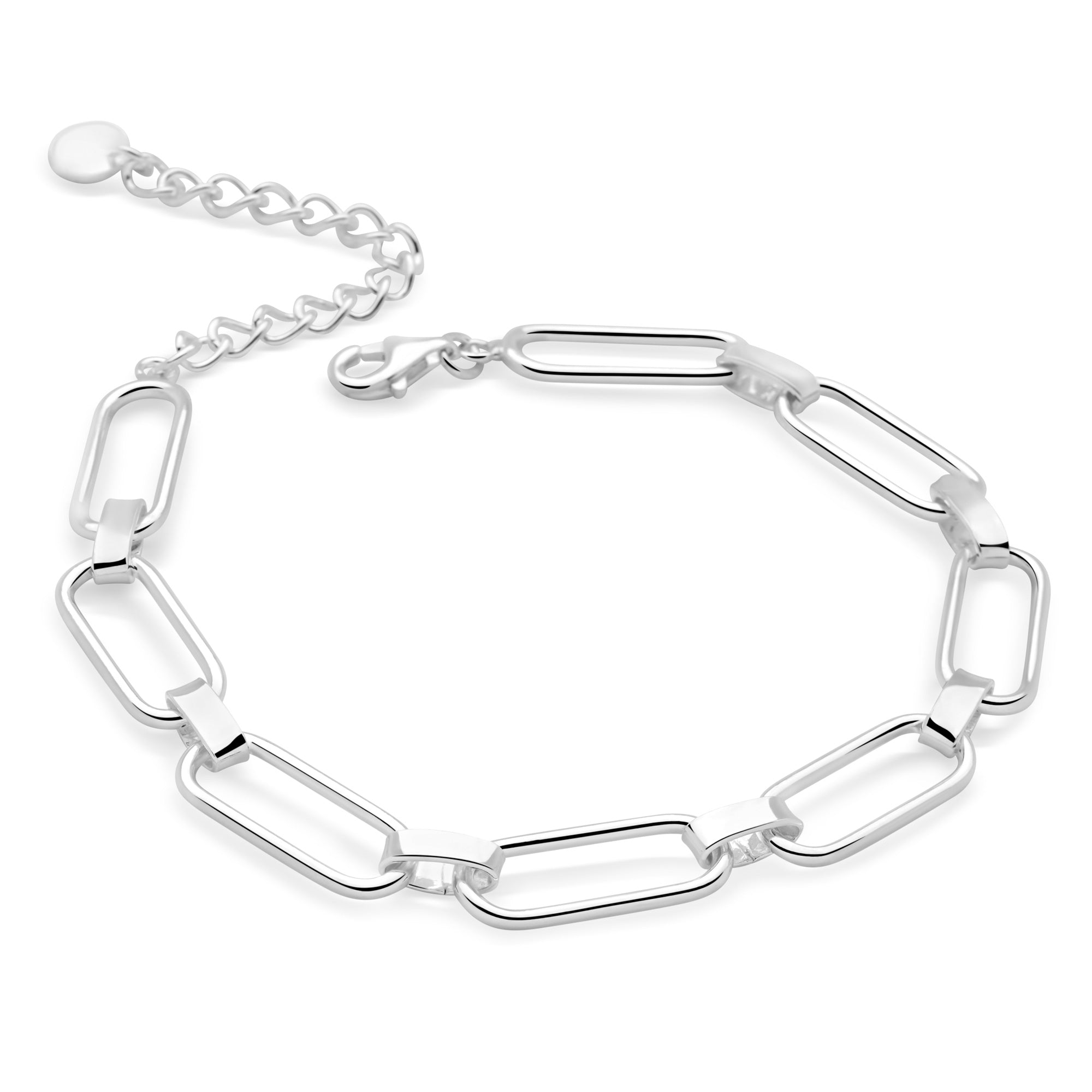 3mm Sterling Silver Paperclip Chain Bracelet - Adjustable 6.5-9 Inch For Women & Men