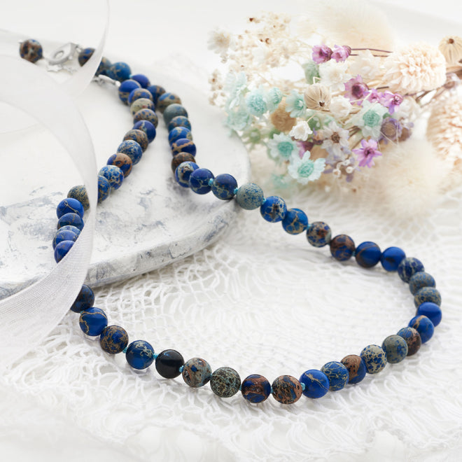 Beaded Blue Variscite Necklace (Short)
