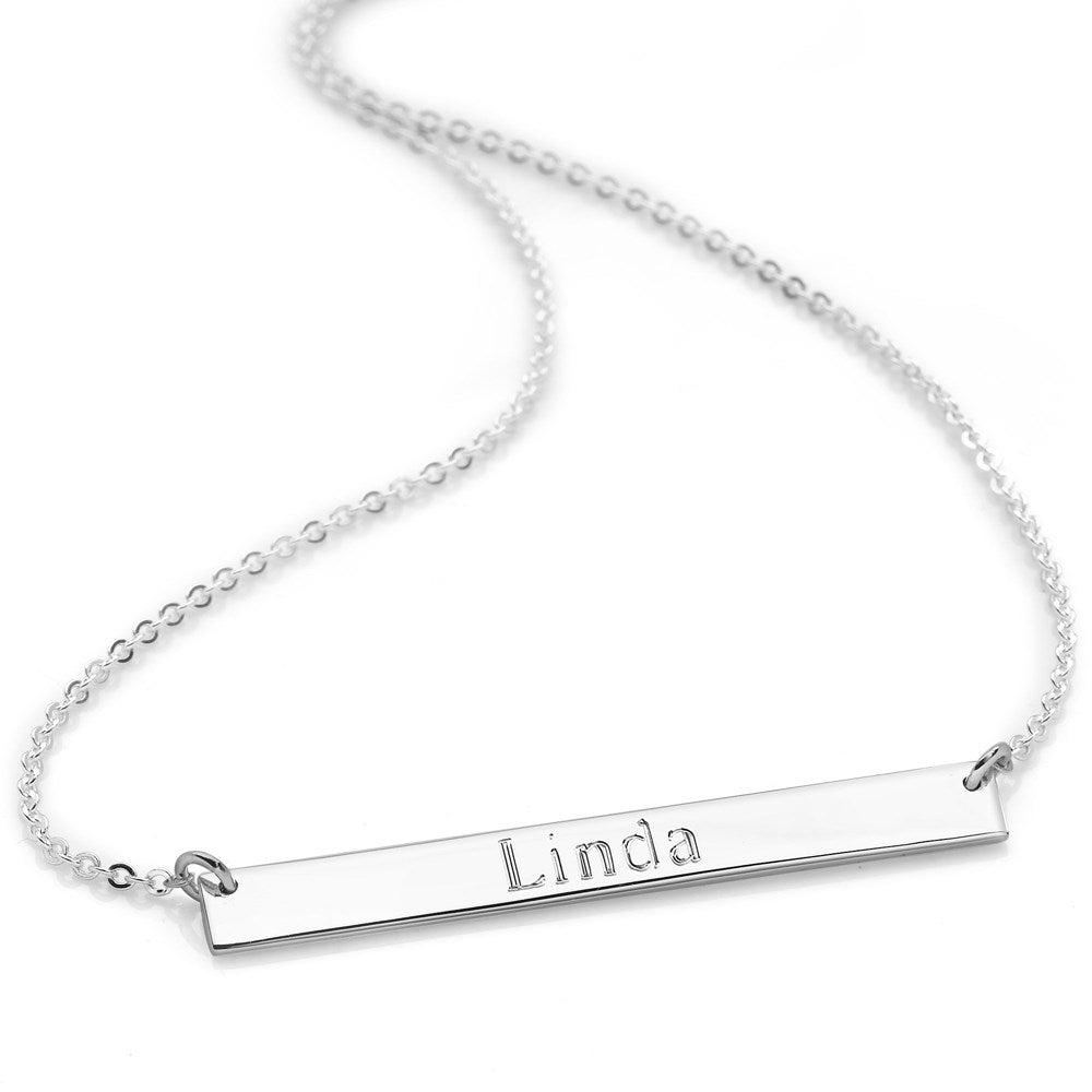 Personalised Horizontal Bar Chain Silver Necklaces CHN969 Silver
