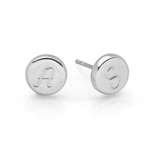 Personalised Silver Disc Studs