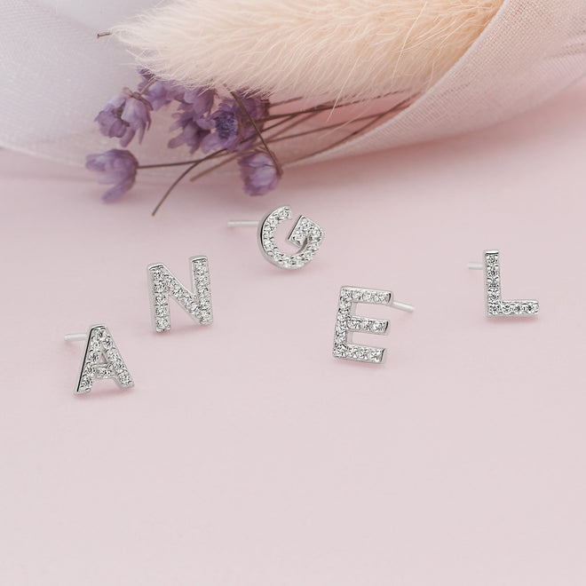 Sparkling Initial Stud (Single Earring)