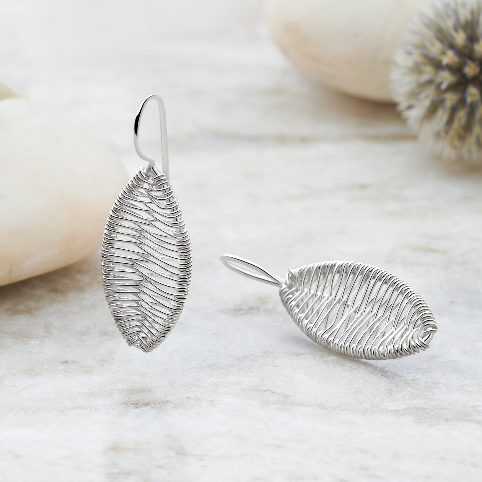 Etched Leaf Earrings – Silver by Mail