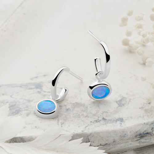 Opal Eye Charm Hoops