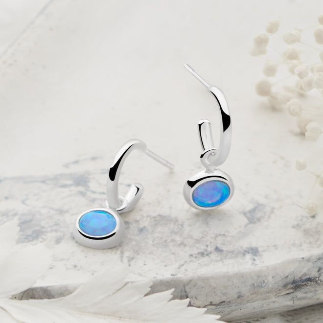 Opal Eye Charm Hoops