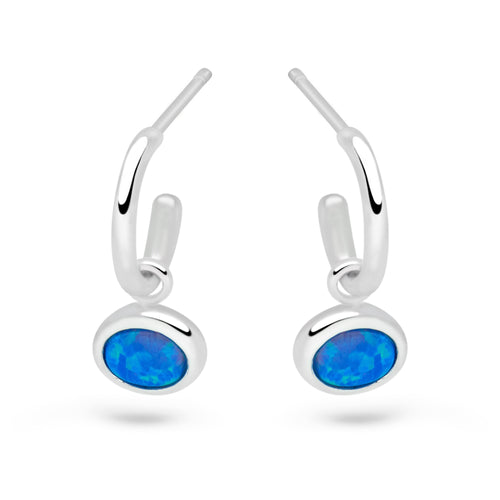 Opal Eye Charm Hoops