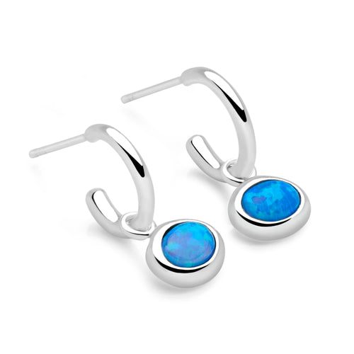 Opal Eye Charm Hoops
