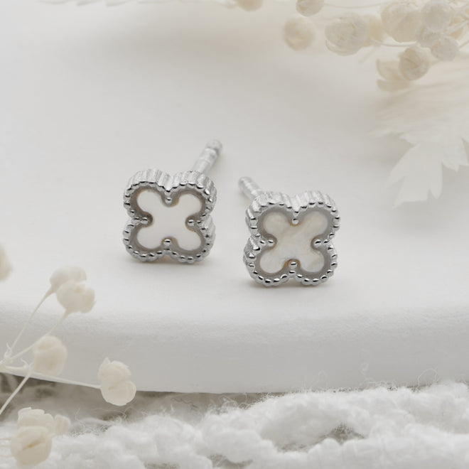 Pearly Clover Studs