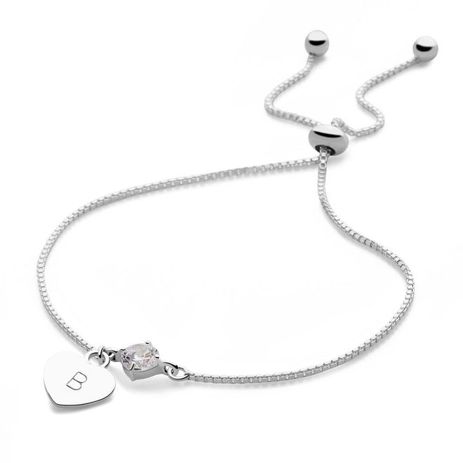 Personalised Sparkling Letter Bracelet (Heart)