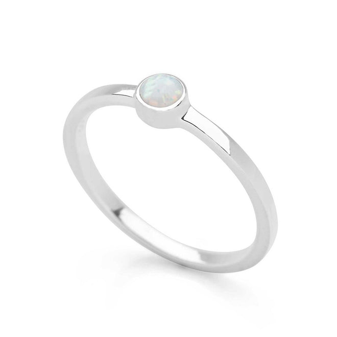 White Opal Dot Ring