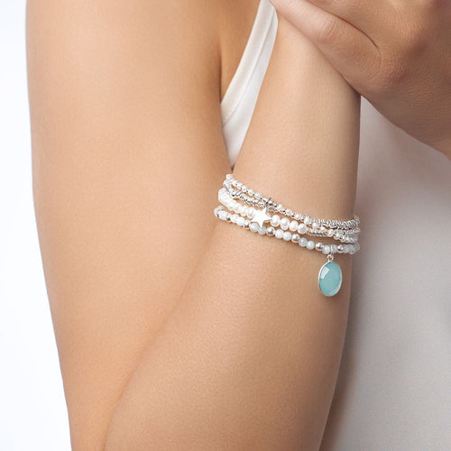Serene Aquamarine & Chalcedony Bracelet