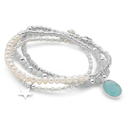 Serene Aquamarine & Chalcedony Bracelet