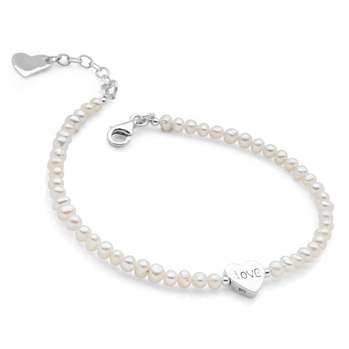 Love Hearts Bracelet Stack (White Pearl)
