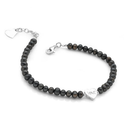 Love Heart Bracelet Stack (Black Pearl)