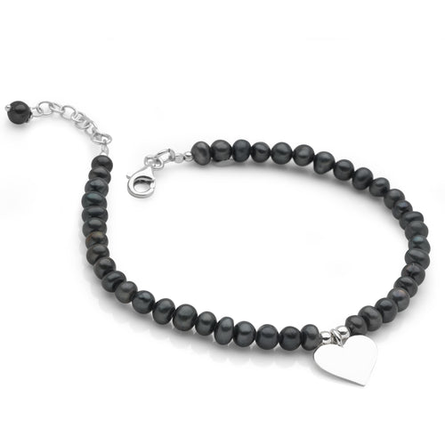 Black Pearl Charm Bracelet Stack