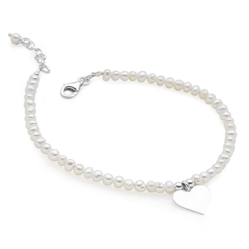 White Pearl Charm Stack Bracelets