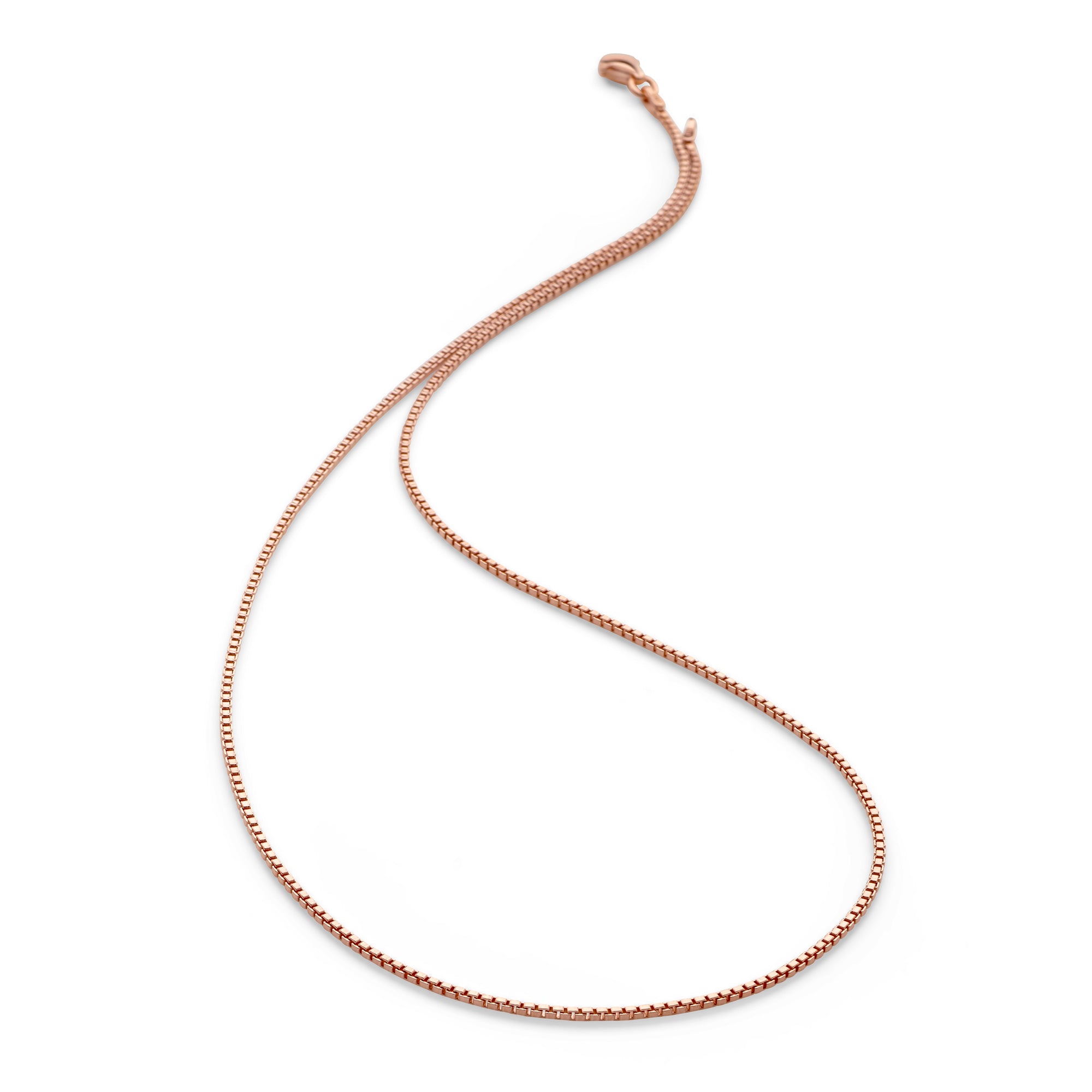 Rose Gold Box Chain 45cm Silver Necklaces CHN837 Silver by Mail