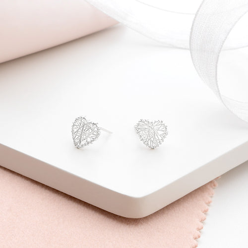 Embroidered Heart Studs