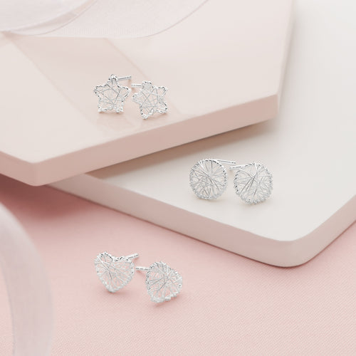 Embroidered Heart Studs