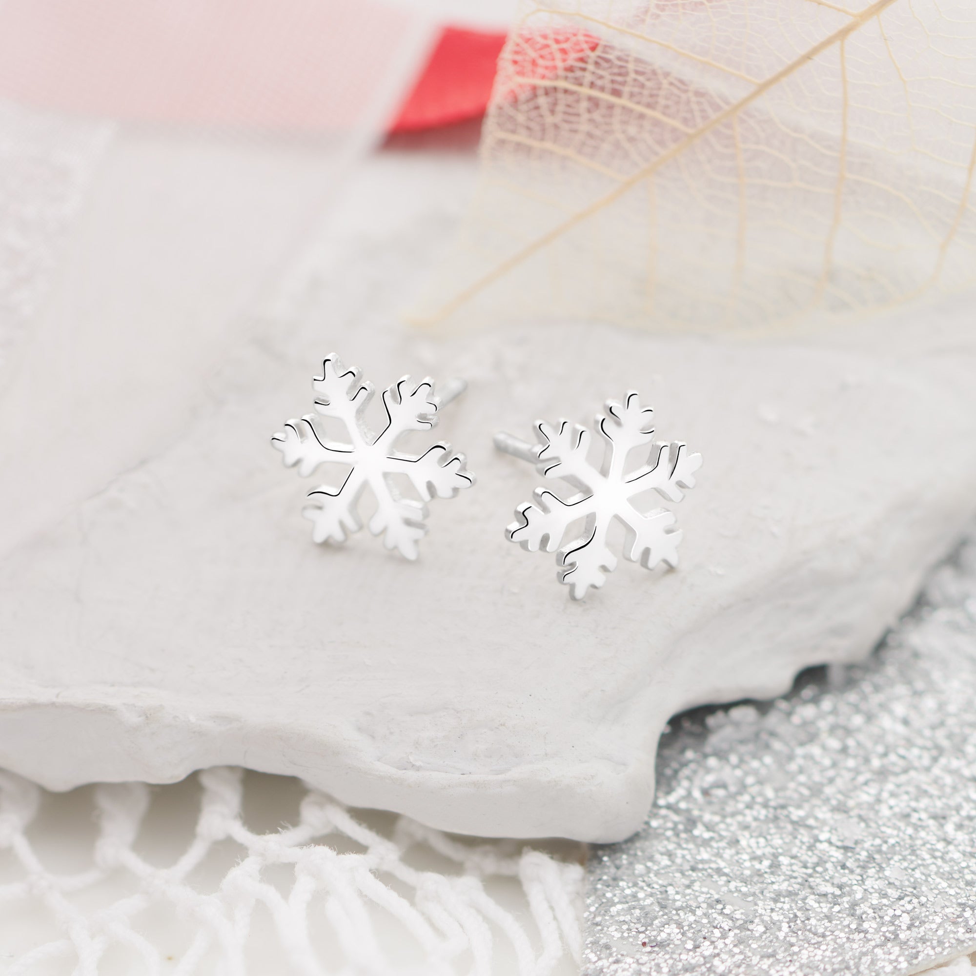 Snowflake Studs – Silver by Mail