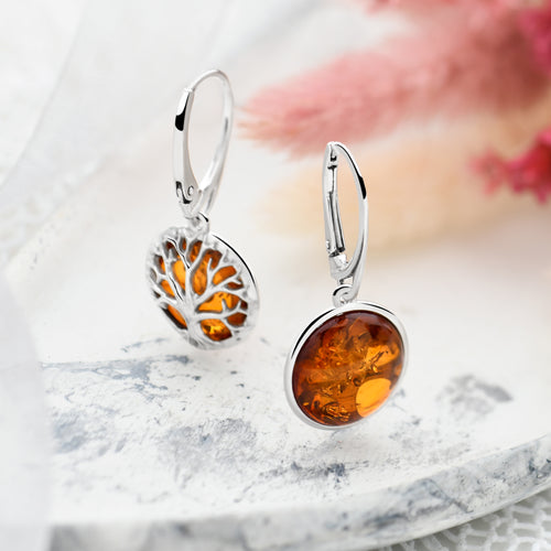 Amber Tree of Life Earrings
