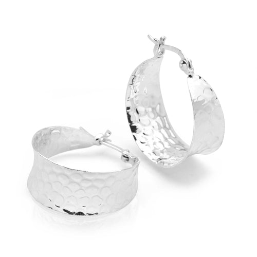 Wide Hammered Hoops