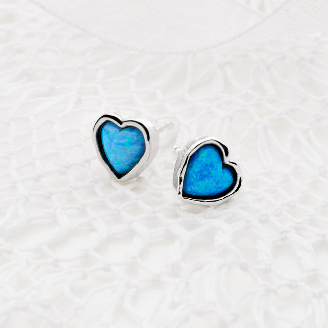 Heart of Opal Studs