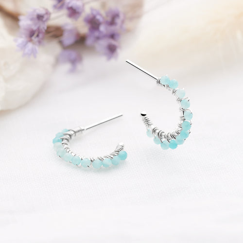 Mini Amazonite Hoops