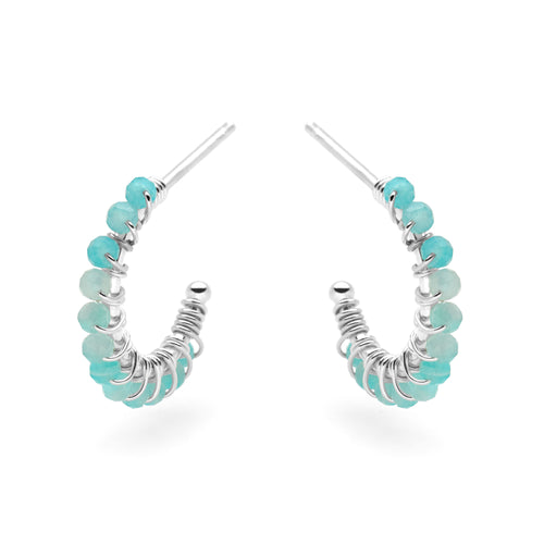 Mini Amazonite Hoops