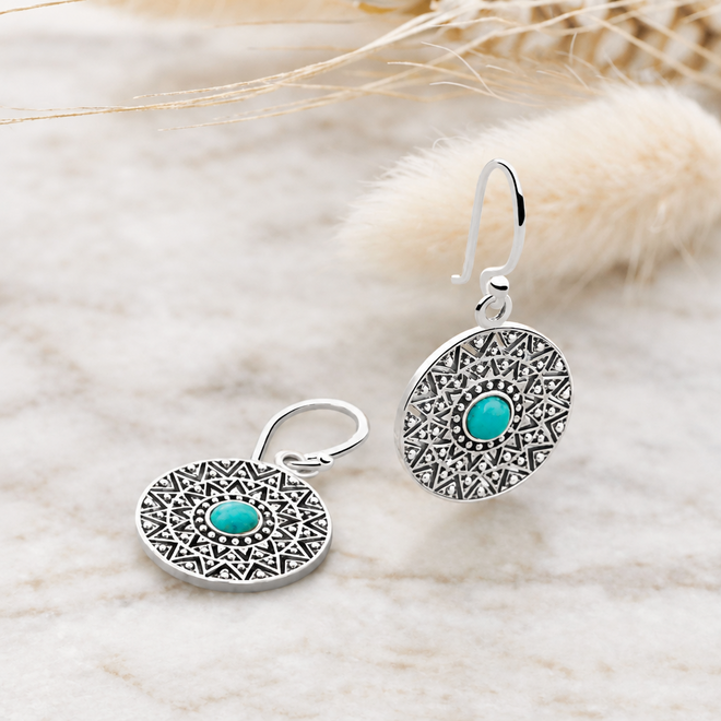Turquoise Mandala Earrings