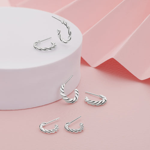 Mini Rope Hoops (Small) Silver Earrings E5404 Silver by Mail