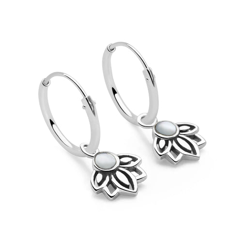 Lotus Charm Hoops