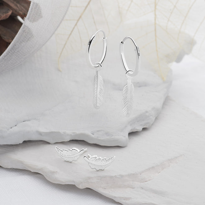 Guardian Angel Charm Hoops