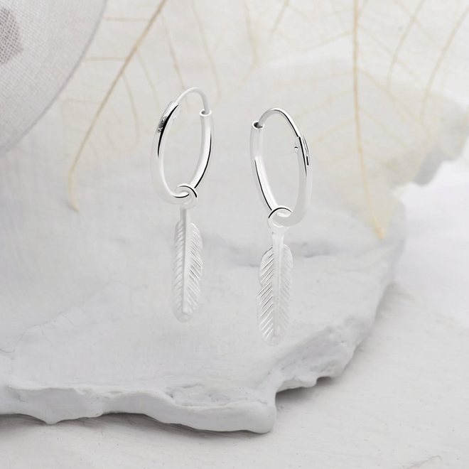 Guardian Angel Charm Hoops