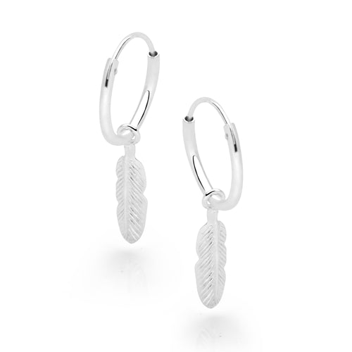 Guardian Angel Charm Hoops