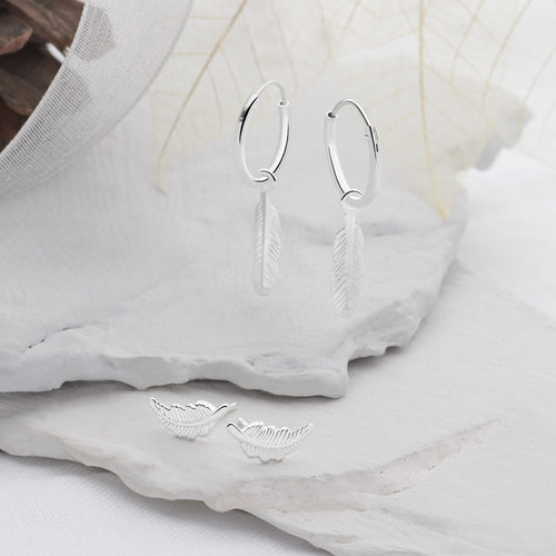 Guardian Angel Charm Hoops