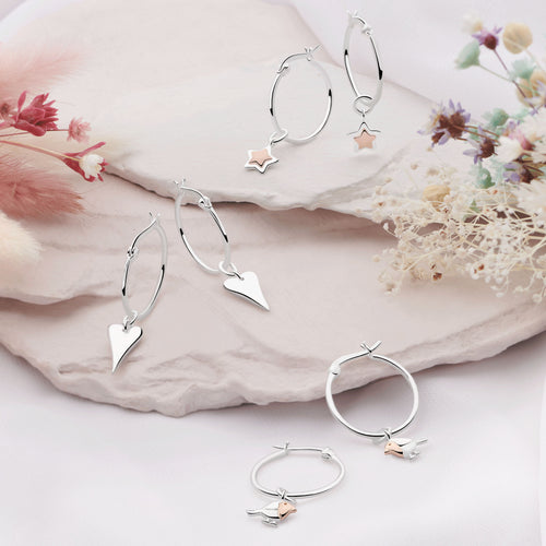 Winter Robin Charm Hoops