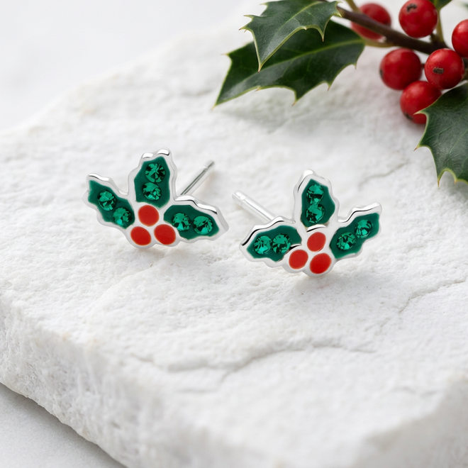 Sparkling Holly Studs