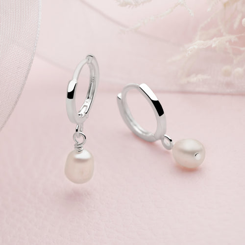 Pearl Charm Hoops