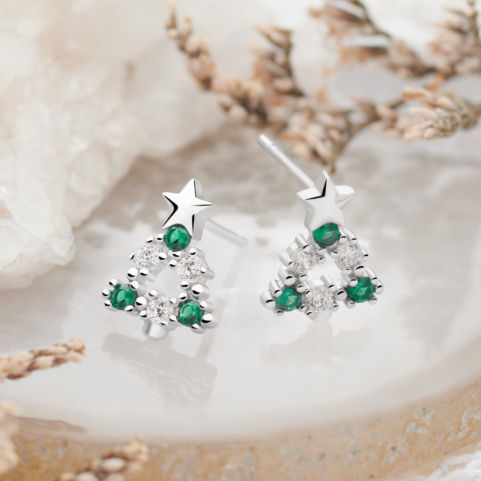 Silver Christmas Studs Magical Christmas Tree Stud Earrings – Silver By Mail