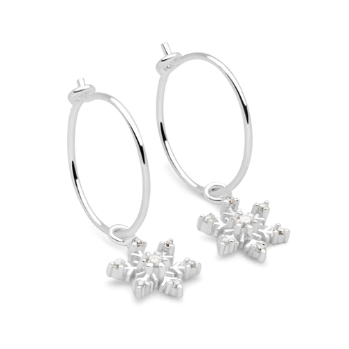 Snowflake Charm Hoops