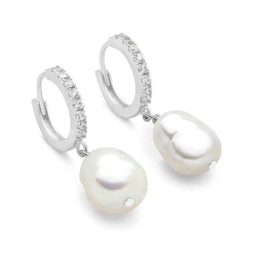 Sparkling Pearl Hoops