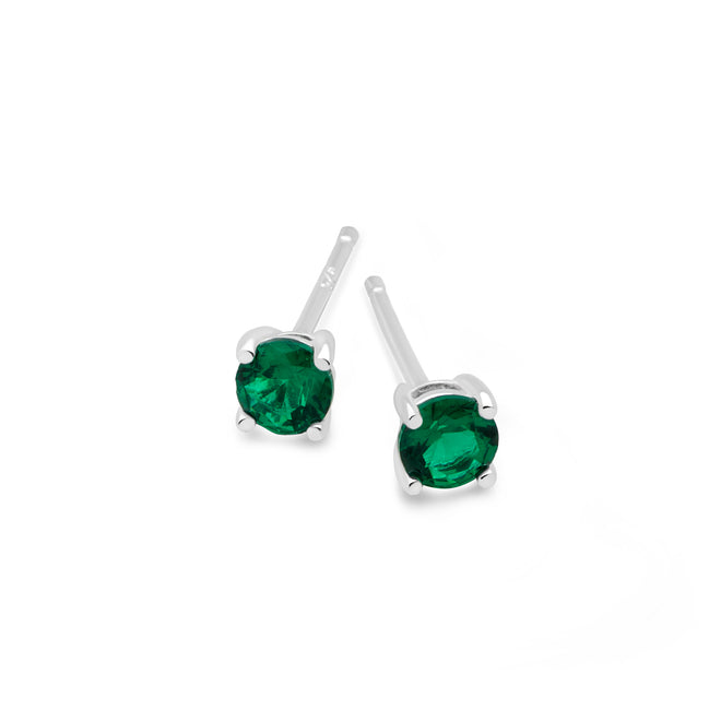 Emerald Green Solitaire Studs