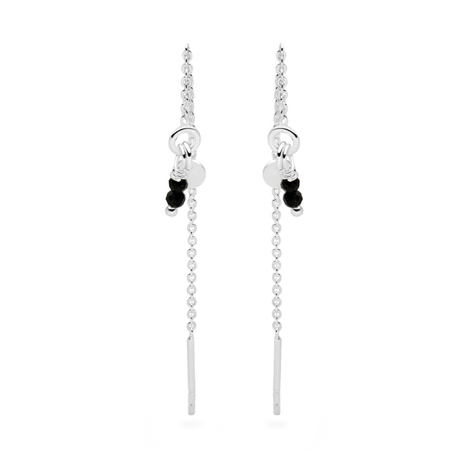 Boho Boule Earrings (Black Agate)