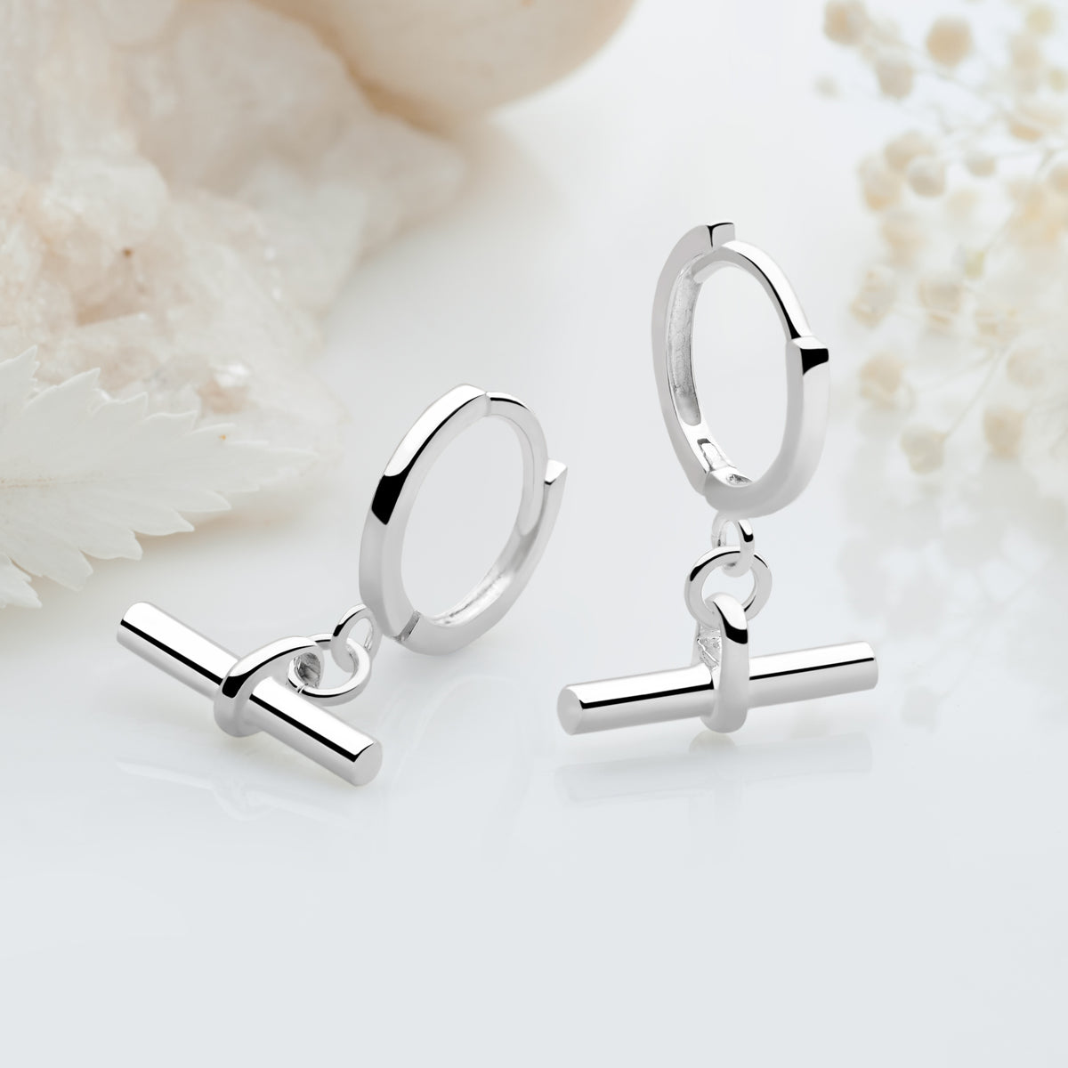 Threadless Bar Hoop T-Bar Hoops – Silver by Mail