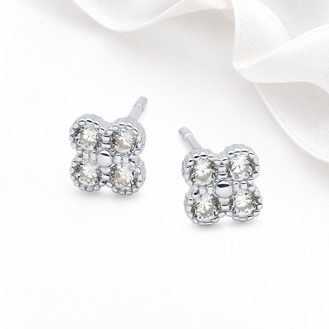 Sparkling Mini Clover Studs