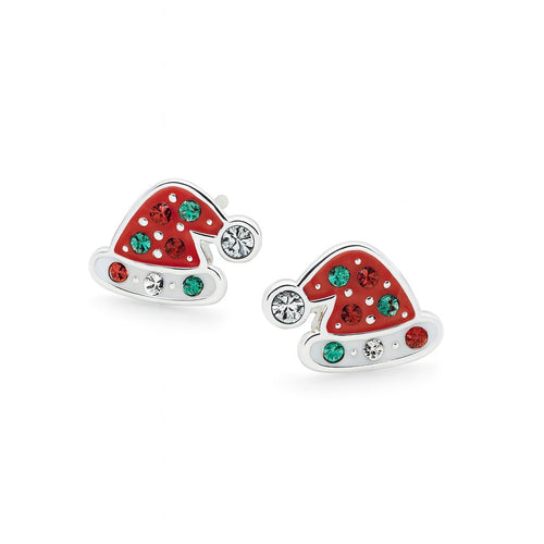 Sparkling Santa Hat Studs