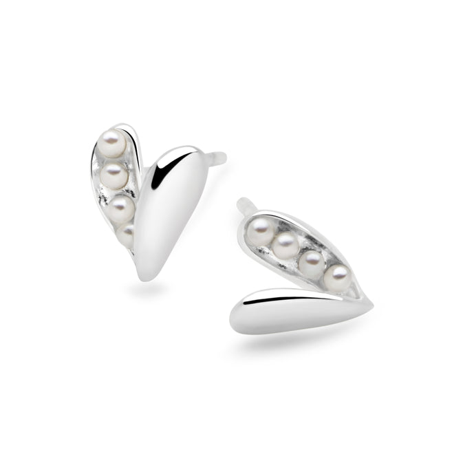 Pearls in a Pod Heart Studs