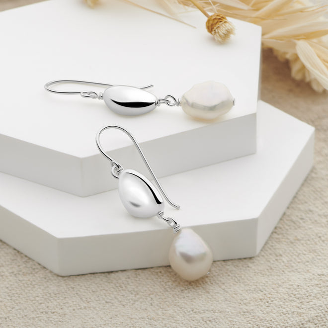 Pearly Pebble Earrings