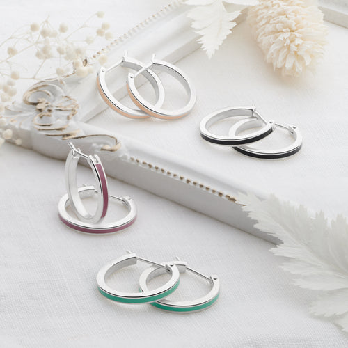 Turquoise Enamel Hoops