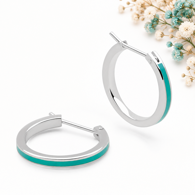 Turquoise Enamel Hoops